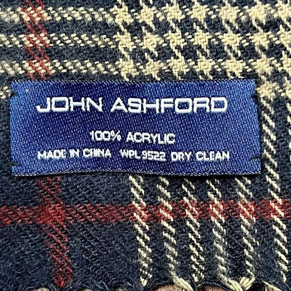 John Ashford 100% Acrylic Plaid Scarf